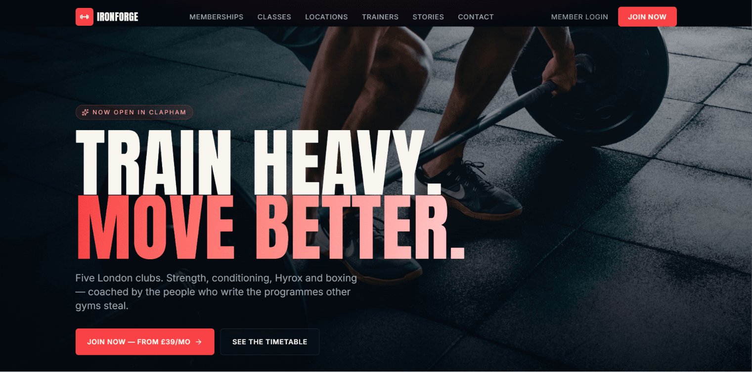 IronForge Gym website preview